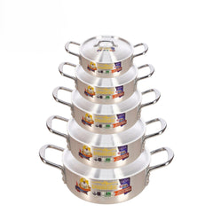 Domestic Fish Pot 2–6 Full Set 10-Piece Metal Finish Cookware Set