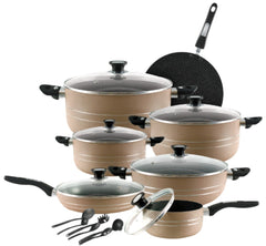 Domestic Wonderchef 19-Piece Marble Coated Non-Stick Gift Set Beige