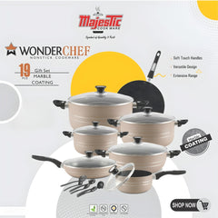 Domestic Wonderchef 19-Piece Marble Coated Non-Stick Gift Set Beige