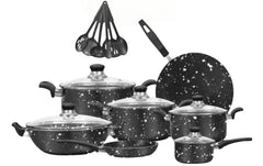 Sonex Non-Stick Galaxy Marble Cookware Set 18 Pcs with Glass Lid