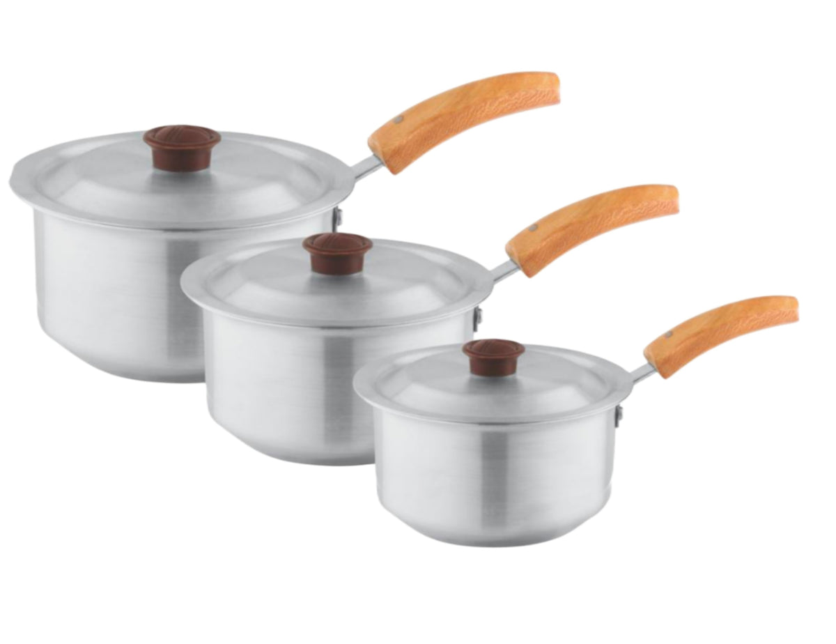 Mr Sky Baby Saucepan Set – Metal Finish, Pack of 3 with Lids