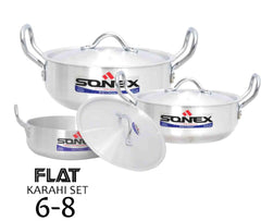 Sonex Flat Karahi – Metal Finish 6‑8