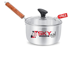 Sky Grooved Metal Finish Saucepan Glass Lid All Sizes