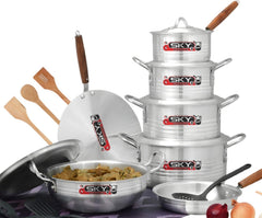 Sky Metal Finish Groozing 15-Pcs Cookware Set – Aluminium