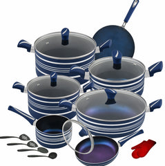 Domestic Stylish 21-Piece Non-Stick Cookware Gift Set Blue