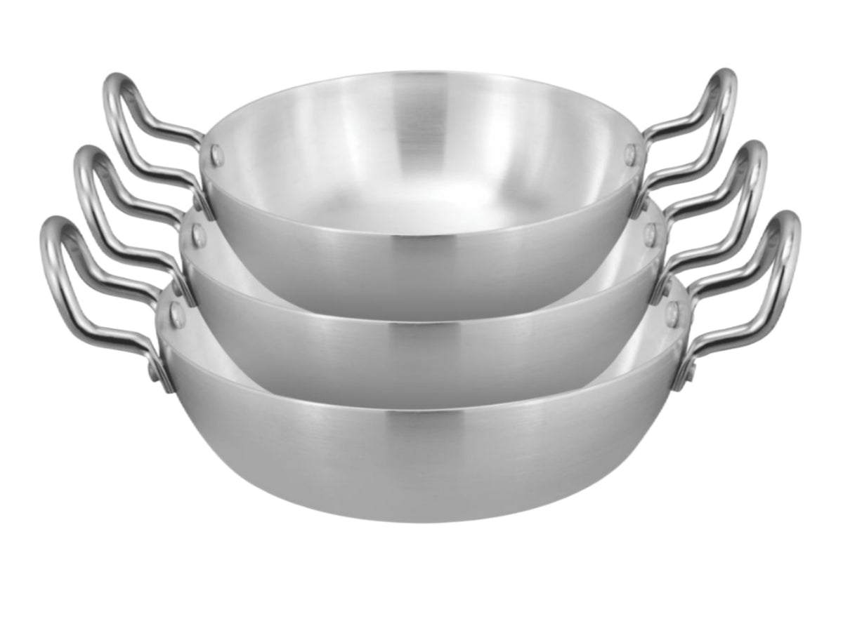 Mr Sky Baby Wok / Karahi Small Aluminium Metal Finish Set (3 Pcs)