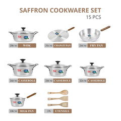 SK 15 Pieces Aluminium Metal Finish Saffron Gift Pack with Glass Lids