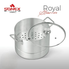 Sonex Royal Steamer – Aluminium Steamer Pot with Glass Lid