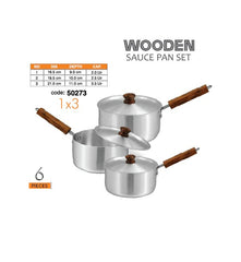 Sonex Sauce Pot Set — Wood‑Handle Full Set (1‑3)