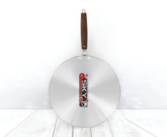 Sky 12-Inch Metal Finish Grooved Tawa with Wood Handle
