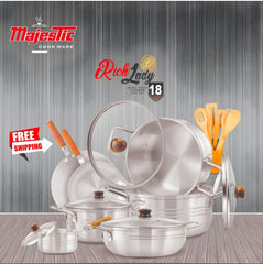 Majestic Rich Lady 18-Piece Metal Finish Cookware Set