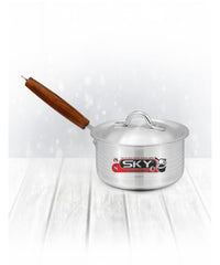 SKY Premium Heavy-Weight Metal Finish Saucepan – Grooved Base