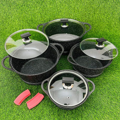 SONEX Eden King 10-Piece Gift Pack – Die-Cast Marble Coating with Glass Lids Black