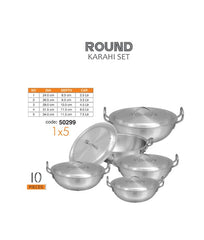 Sonex 1‑5 Round Karahi Set – Metal Finish