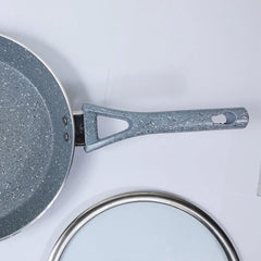 24cm Non Stick Marble Coated Signature Frypan with Glass Lid – Grey | Premium Frying Pan - Kingbazar.pk