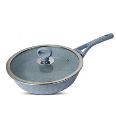 24cm Non Stick Marble Coated Signature Frypan with Glass Lid – Grey | Premium Frying Pan - Kingbazar.pk