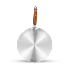Sky 12-Inch Metal Finish Grooved Tawa with Wood Handle