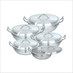 Sonex 1‑5 Round Karahi Set – Metal Finish