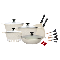 RK Cresta 17 Pcs Die-Cast Cookware Gift Pack White