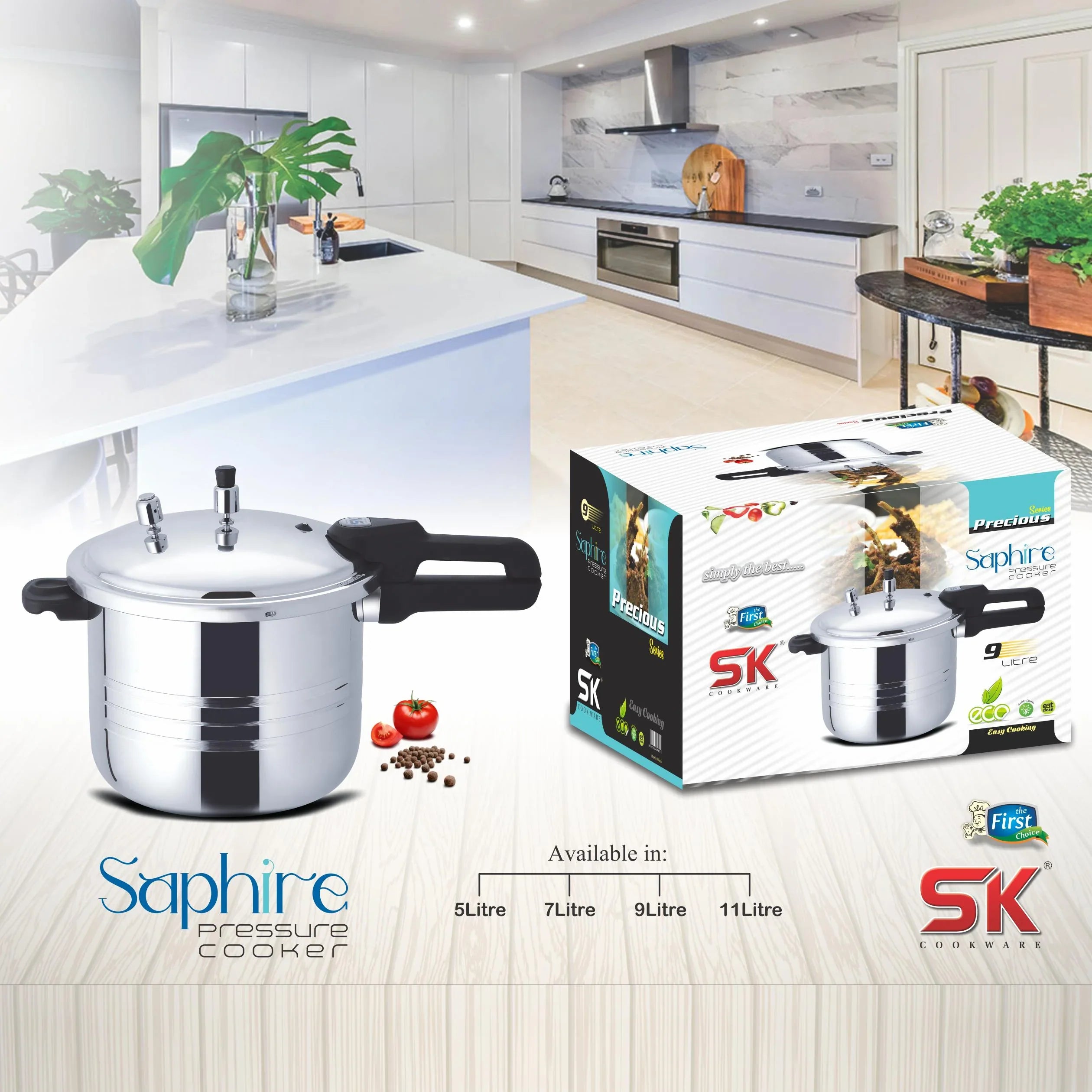 Sapphire Mirror Polish Pressure Cooker sk - Kingbazar.pk