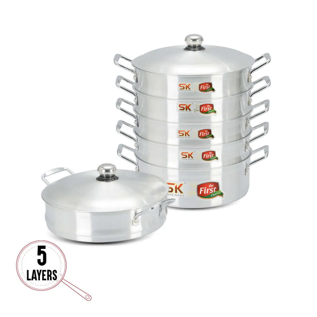 5 Layers Grace Casserole Steamer Set – 30 cm | Stainless Steel Multi-Tier Food Steamer - Kingbazar.pk