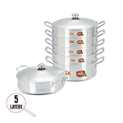 5 Layers Grace Casserole Steamer Set – 30 cm | Stainless Steel Multi-Tier Food Steamer - Kingbazar.pk
