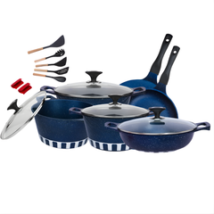 RK Cresta 17 Pcs Die-Cast Cookware Gift Pack Blue