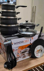 Domestic Wonderchef 19-Piece Marble Coated Non-Stick Gift Set Black