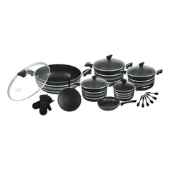 Domestic Stylish 21-Piece Non-Stick Cookware Gift Set Black