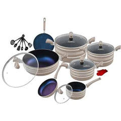 Domestic Stylish 21-Piece Non-Stick Cookware Gift Set Beige