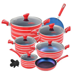 Domestic Stylish 21-Piece Non-Stick Gift Set Red