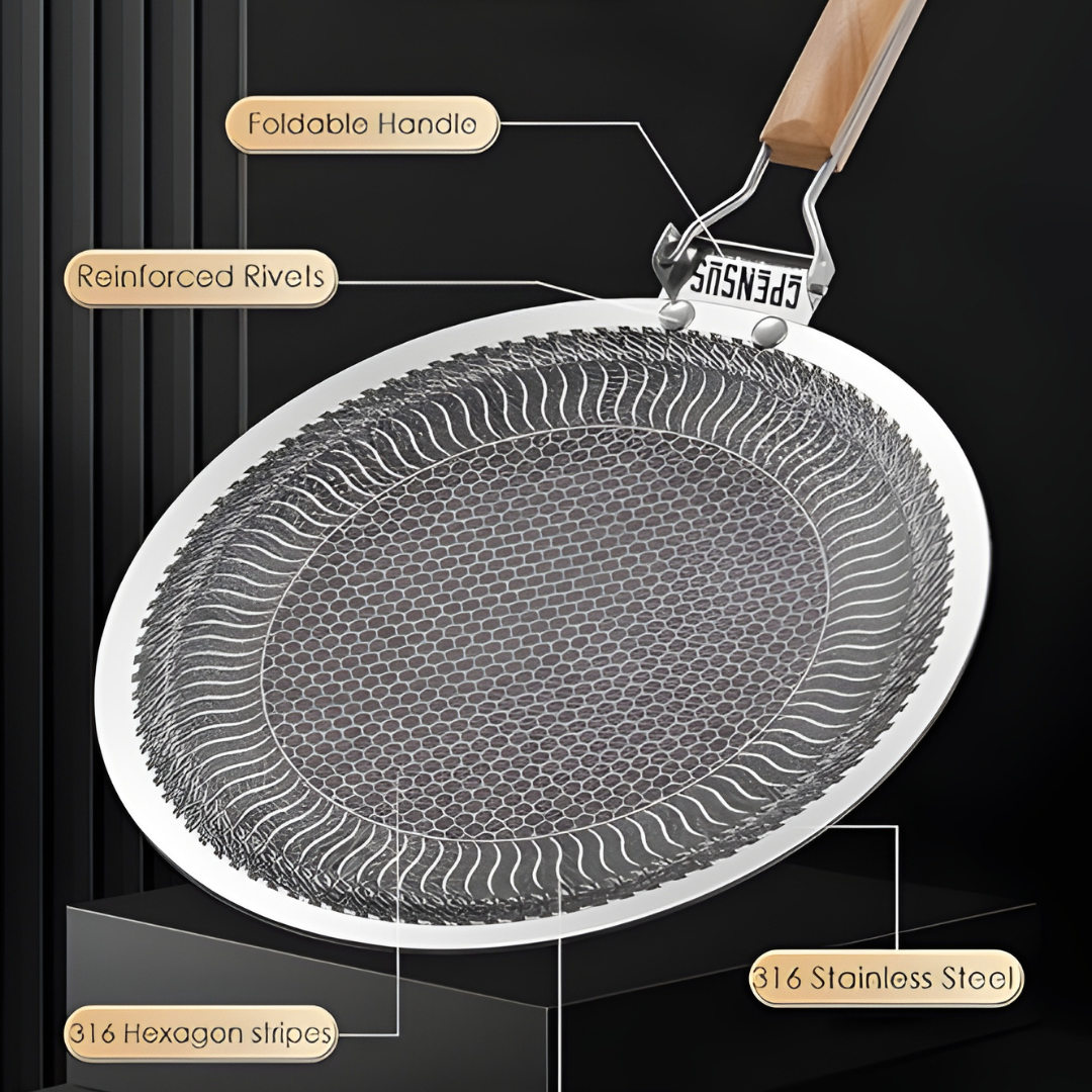 German Honeycomb Laser Coated Tawa – Stainless Steel | Folding Wooden Handle Single Laser