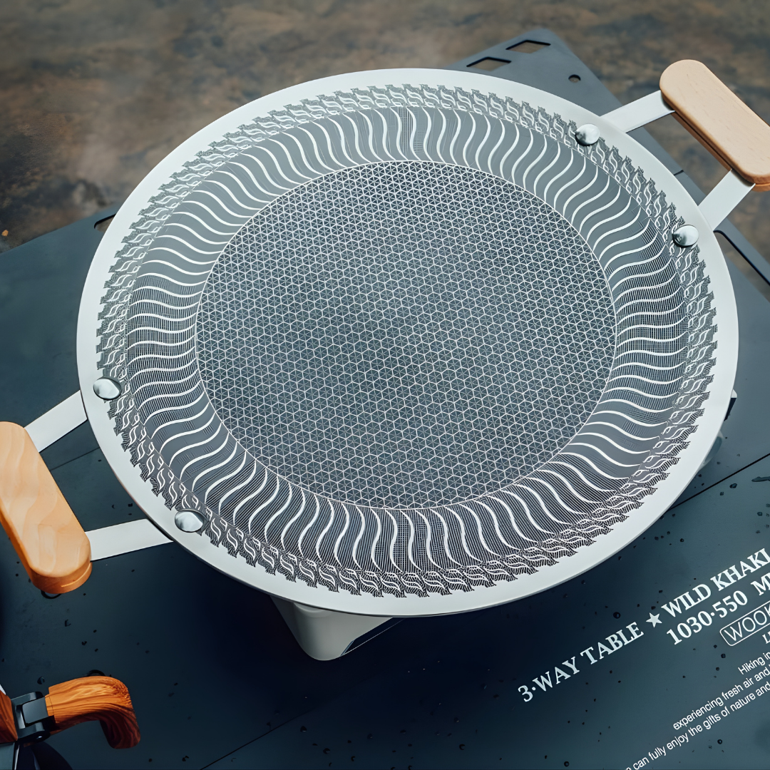 German Honeycomb Laser Coated Tawa with wooen Handle Single Laser