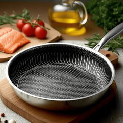 German Honeycomb Double Sided Frying Pan without Lid –  Laser Coated stainless Steel