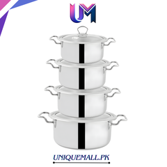 Alpha Stainless Steel 4-in-1 Cookware Set – Double Bottom Handi & Casserole Pots