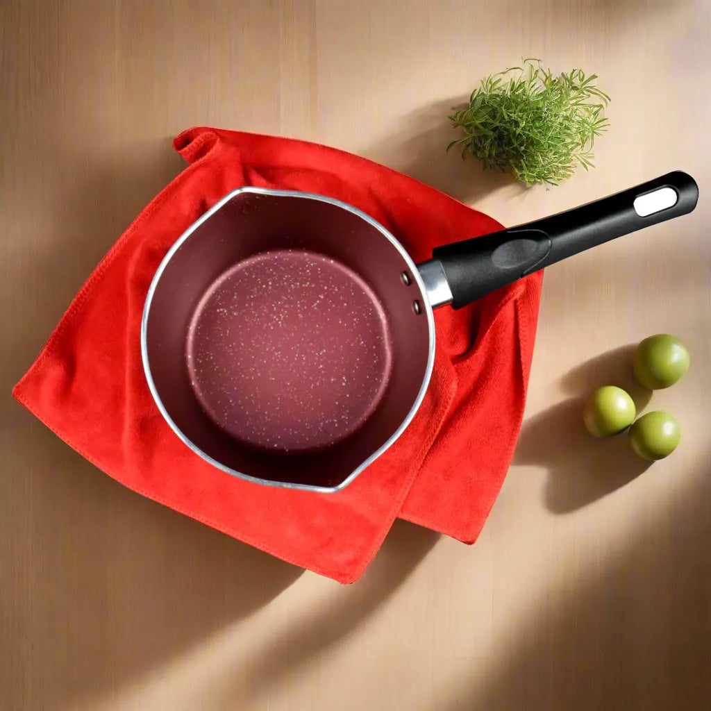 Marble Coated Milk Pan – Maroon | Non Stick Saucepan with Handle - Kingbazar.pk