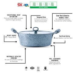Non Stick Marble Coated Signature Wok (Karahi) – Grey | Premium Deep Frying & Cooking Wok - Kingbazar.pk