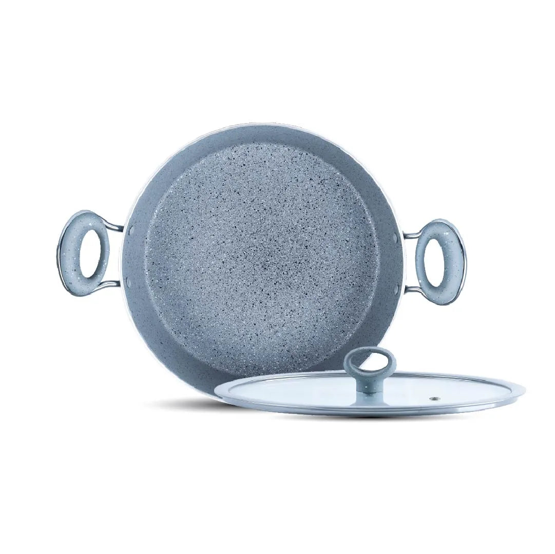 Non Stick Marble Coated Signature Wok (Karahi) – Grey | Premium Deep Frying & Cooking Wok - Kingbazar.pk