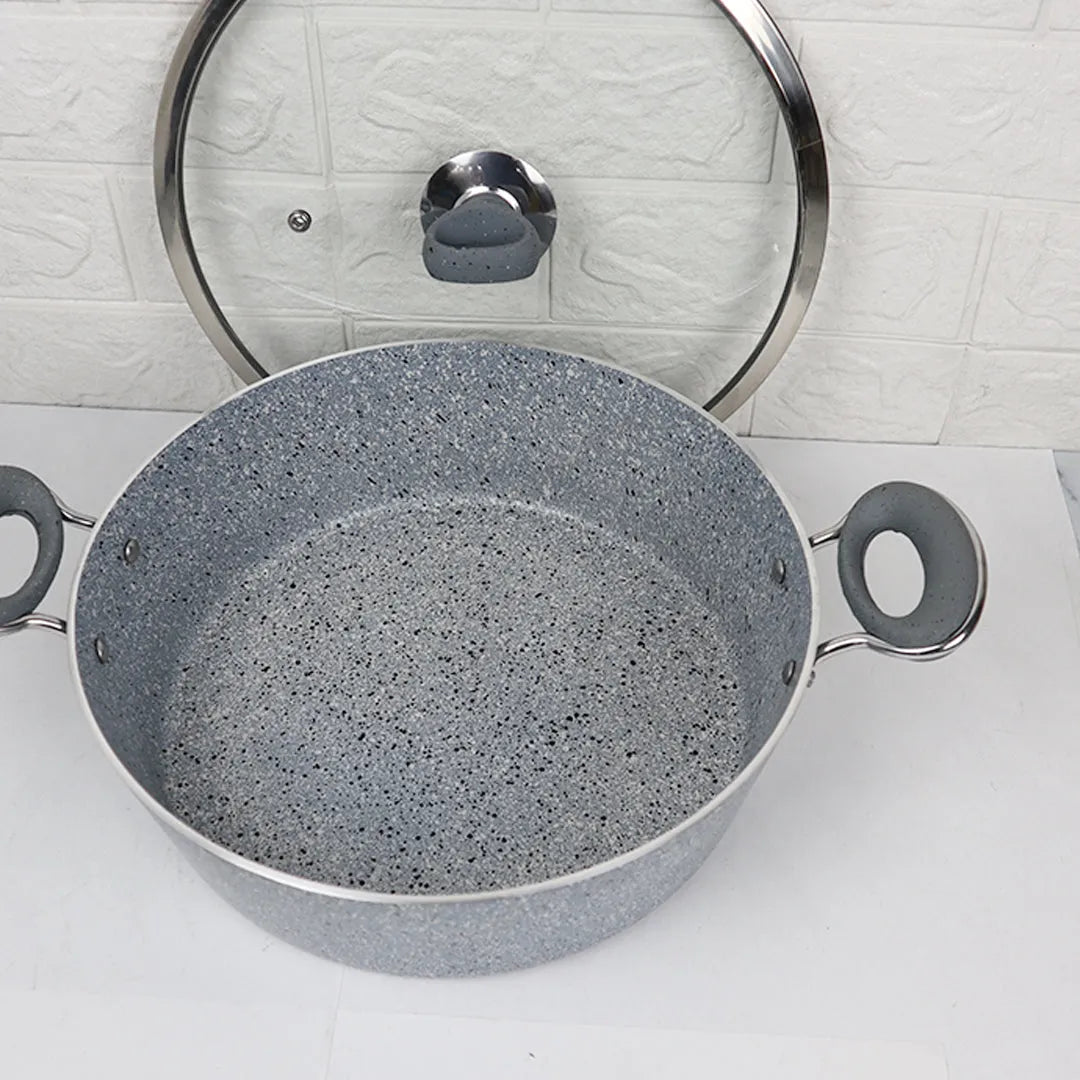 Non Stick Marble Coated Signature Wok (Karahi) – Grey | Premium Deep Frying & Cooking Wok - Kingbazar.pk