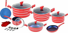 Domestic Stylish 21-Piece Non-Stick Gift Set Red