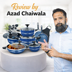 Domestic Stylish 21-Piece Non-Stick Cookware Gift Set Blue