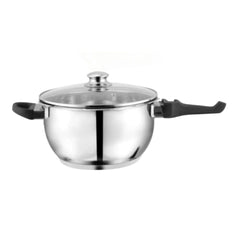 Sonex Stainless Steel Wok/Karahi Cooker with Glass Lid