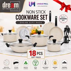 Dream 18-Piece Marble Non-Stick Cookware Gift Set - Multi-colours