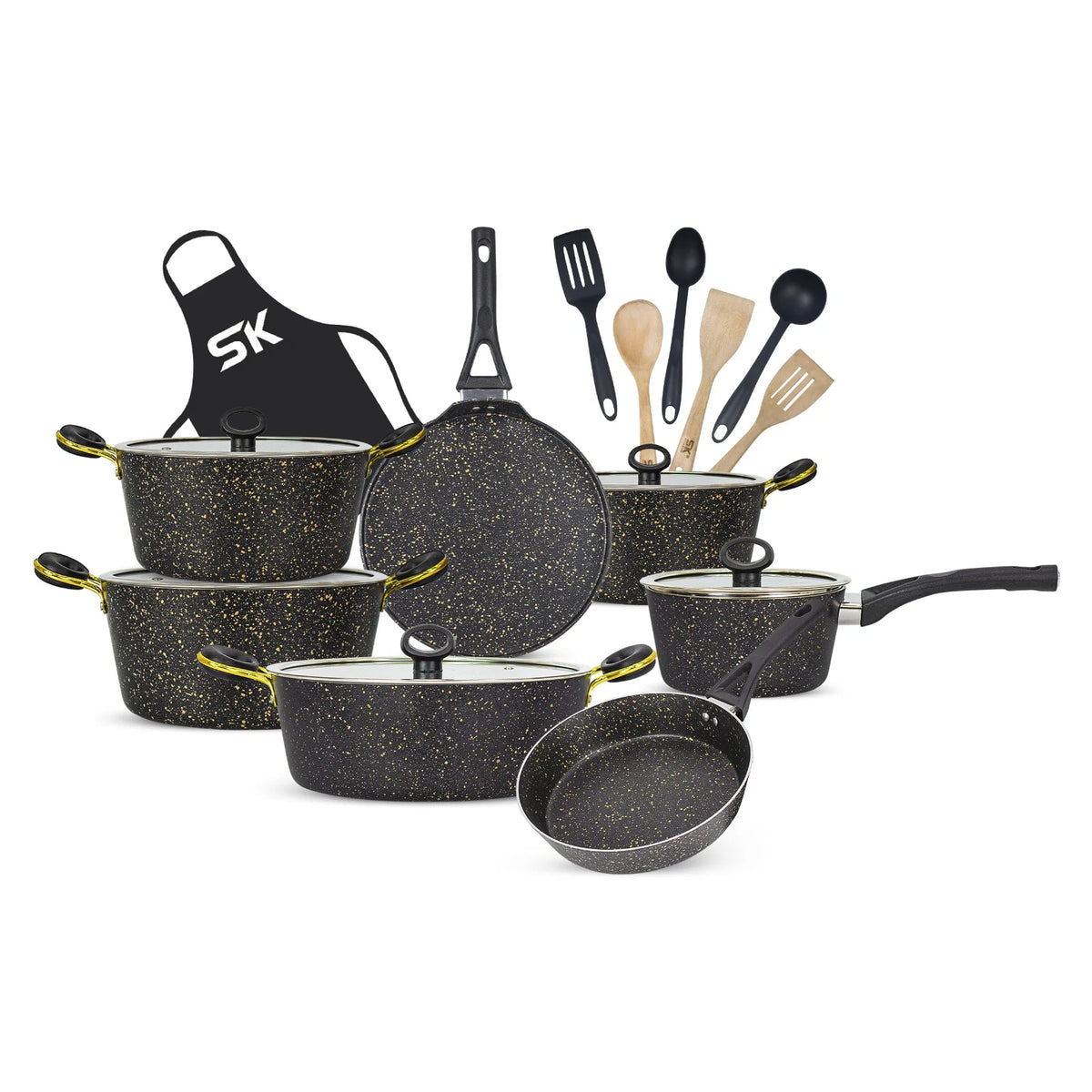 SK Signature PLUS 20-Piece Gift Set | Non-Stick Black Golden Special Addition