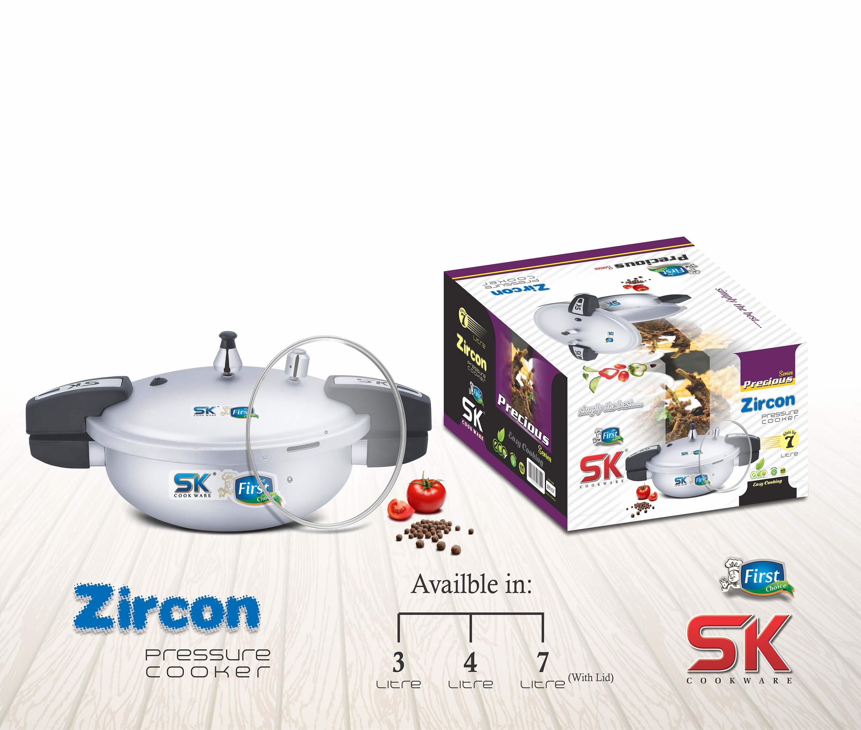 7 Liter Zircon 2-in-1 Aluminum Pressure Cooker & Karahi/Wok with Free Glass Lid - Kingbazar.pk