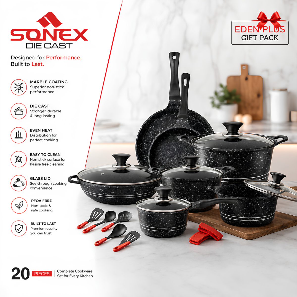 SONEX Eden Plus 20-Piece Gift Pack Black Colour-Die-Cast