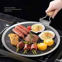 German Honeycomb Laser Coated Tawa – Stainless Steel | Folding Wooden Handle Single Laser