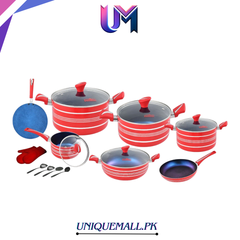Domestic Stylish 21-Piece Non-Stick Gift Set Red
