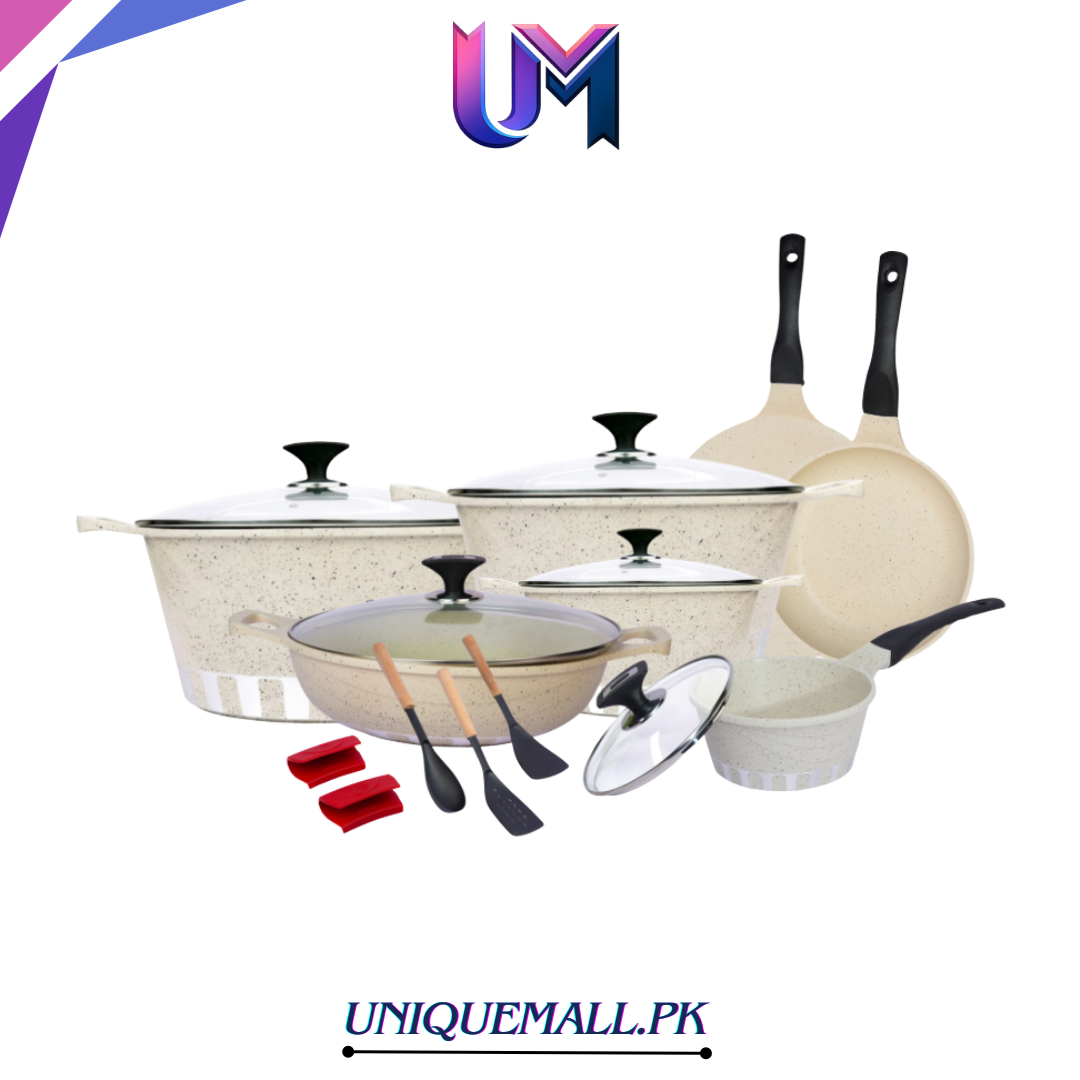 RK Cresta 18 Pcs Die-Cast Cookware Gift Pack White