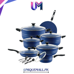 Domestic Wonderchef 19-Piece Marble Coated Non-Stick Gift Set Blue